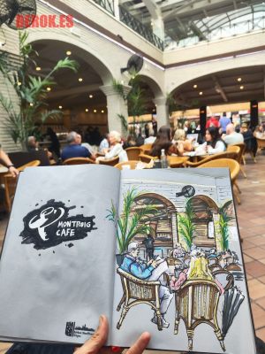 dibujo urbano montroig cafe usk sitges restaurante sketcher